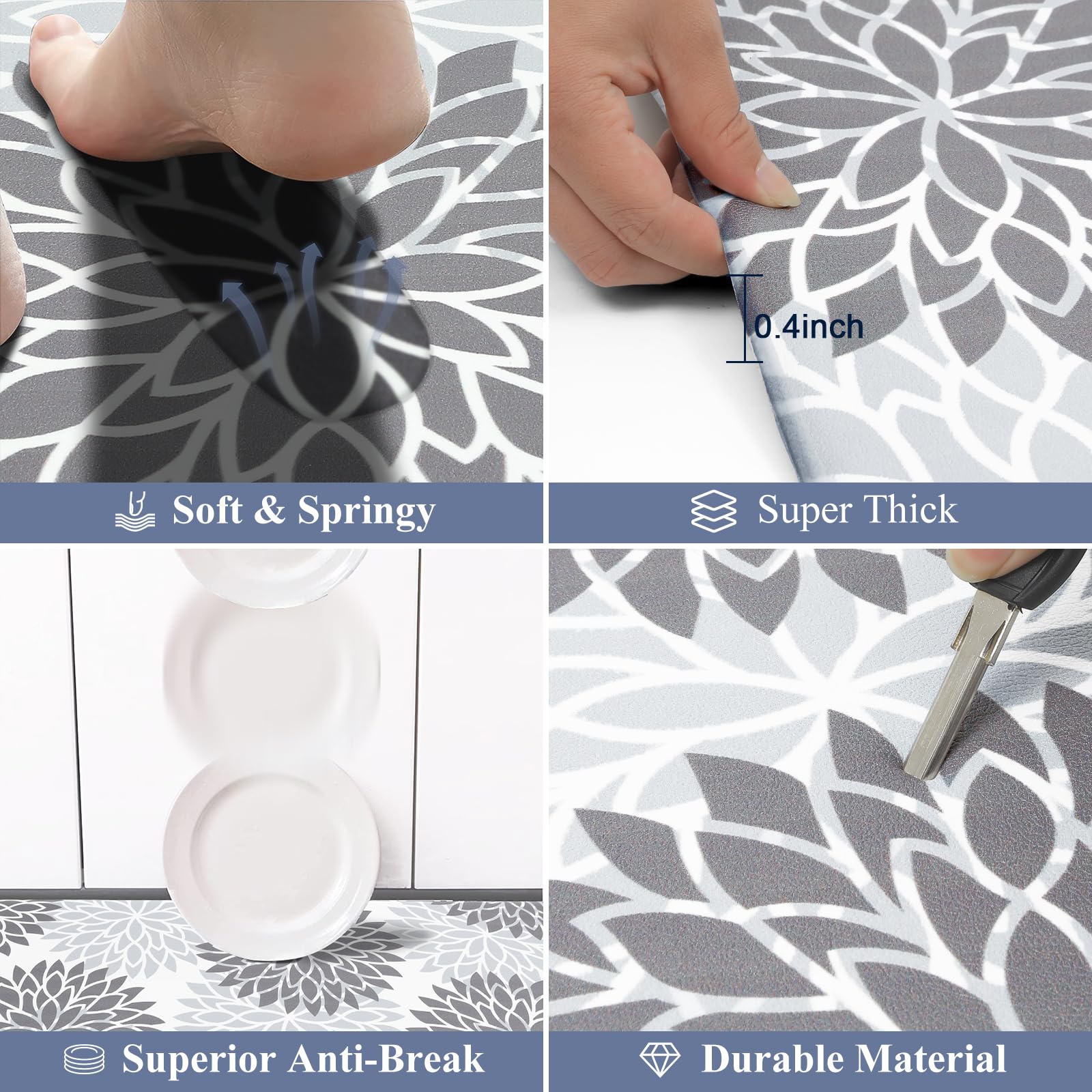 Hebe Anti Fatigue Kitchen Rug Sets 2 Piece Non Slip Kitchen Mats For Floor Cushioned Kitchen Rugs And Mats Waterproof Comfort St